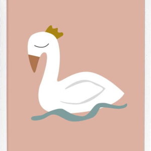 Nástěnný plakát v bílém rámu Bloomingville Mini Xander Swan