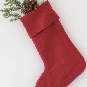 Červená vánoční lněná závěsná dekorace Linen Tales Christmas Stocking. Nejlepší citáty o lásce